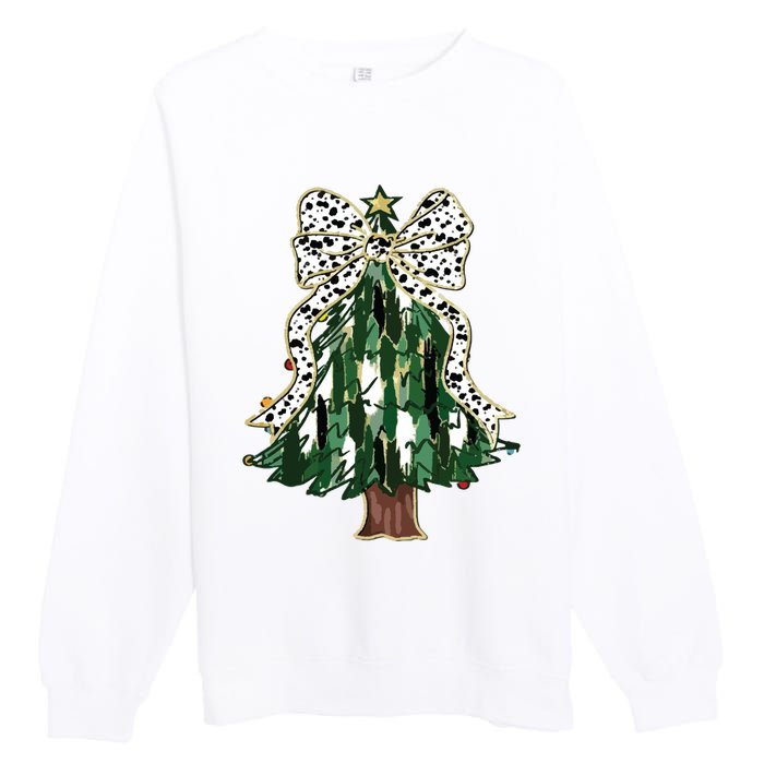 Girly Christmas Tree Bow Premium Crewneck Sweatshirt