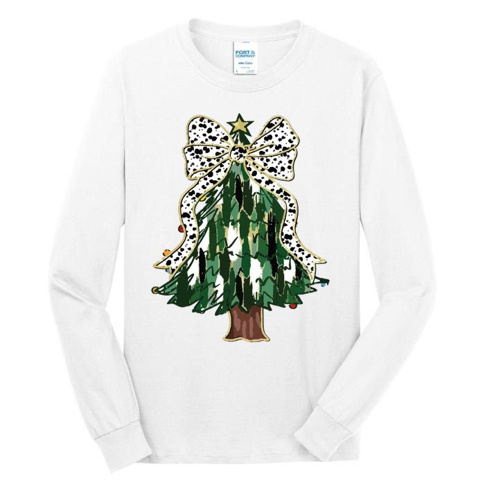 Girly Christmas Tree Bow Tall Long Sleeve T-Shirt