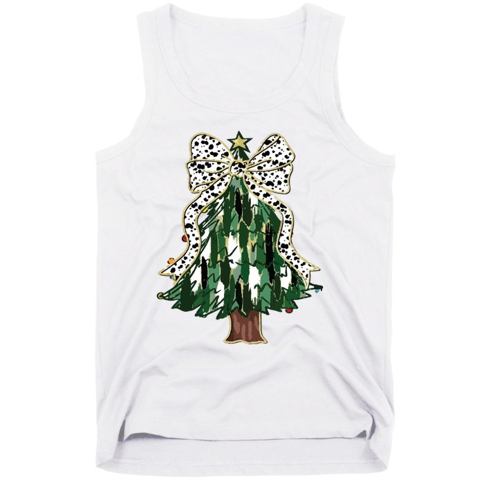 Girly Christmas Tree Bow Tank Top