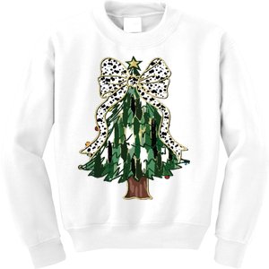 Girly Christmas Tree Bow Kids Sweatshirt