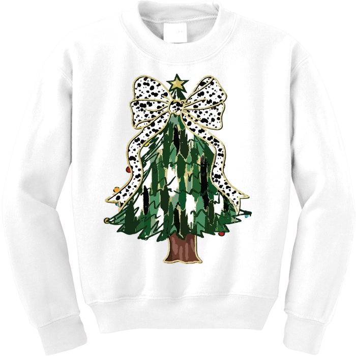 Girly Christmas Tree Bow Kids Sweatshirt