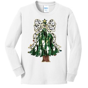 Girly Christmas Tree Bow Kids Long Sleeve Shirt