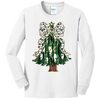 Girly Christmas Tree Bow Kids Long Sleeve Shirt