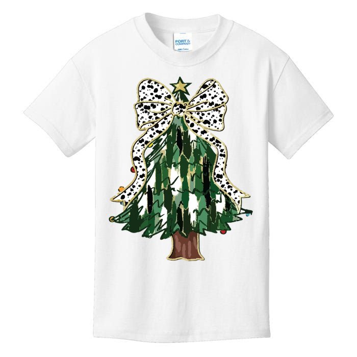 Girly Christmas Tree Bow Kids T-Shirt