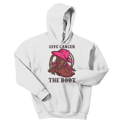 Give Cancer The Boot Breast Cancer Wester Cowboy Boots Kids Hoodie