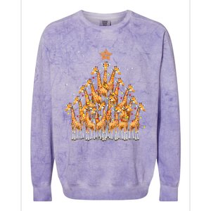 Giraffe Christmas Tree Giraffe Xmas Tree Colorblast Crewneck Sweatshirt