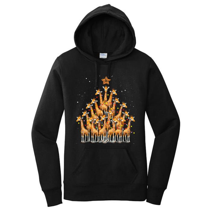 Giraffe Christmas Tree Giraffe Xmas Tree Women's Pullover Hoodie