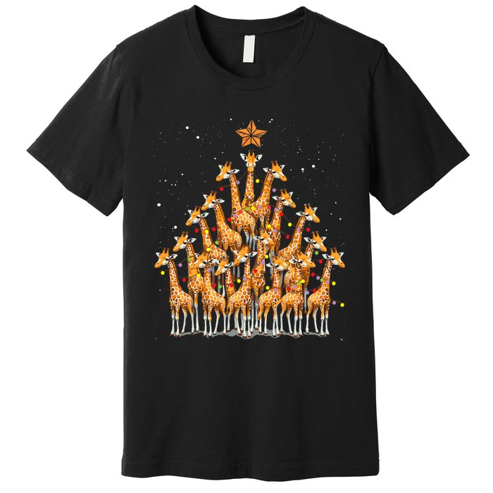 Giraffe Christmas Tree Giraffe Xmas Tree Premium T-Shirt