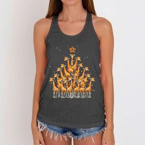 Giraffe Christmas Tree Giraffe Xmas Tree Women's Knotted Racerback Tank