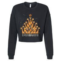 Giraffe Christmas Tree Giraffe Xmas Tree Cropped Pullover Crew