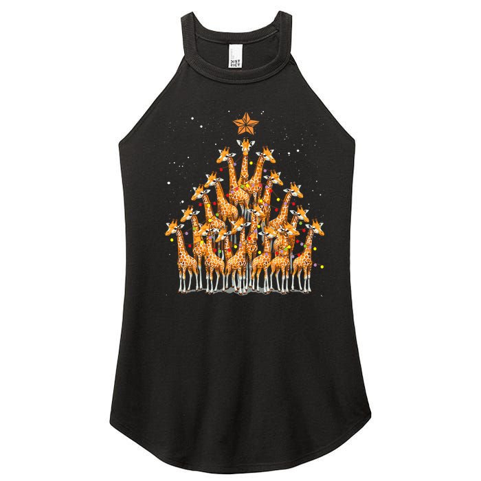 Giraffe Christmas Tree Giraffe Xmas Tree Women's Perfect Tri Rocker Tank