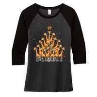 Giraffe Christmas Tree Giraffe Xmas Tree Women's Tri-Blend 3/4-Sleeve Raglan Shirt