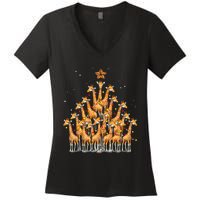 Giraffe Christmas Tree Giraffe Xmas Tree Women's V-Neck T-Shirt