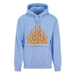 Giraffe Christmas Tree Giraffe Xmas Tree Unisex Surf Hoodie