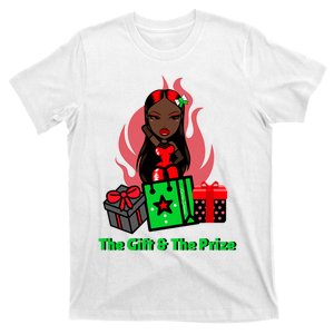 Girly Christmas The Gift And The Prize Xmas Cute Fun Holiday T-Shirt