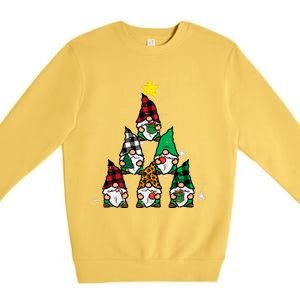 Gnomes Christmas Tree Funny Xmas Holidays Premium Crewneck Sweatshirt