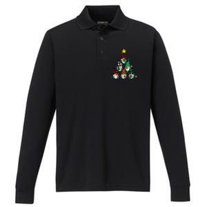 Gnomes Christmas Tree Funny Xmas Holidays Performance Long Sleeve Polo