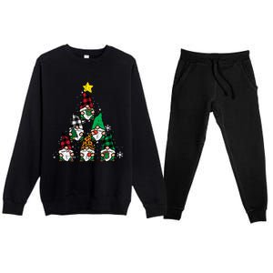 Gnomes Christmas Tree Funny Xmas Holidays Premium Crewneck Sweatsuit Set