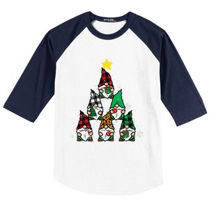 Gnomes Christmas Tree Funny Xmas Holidays Baseball Sleeve Shirt