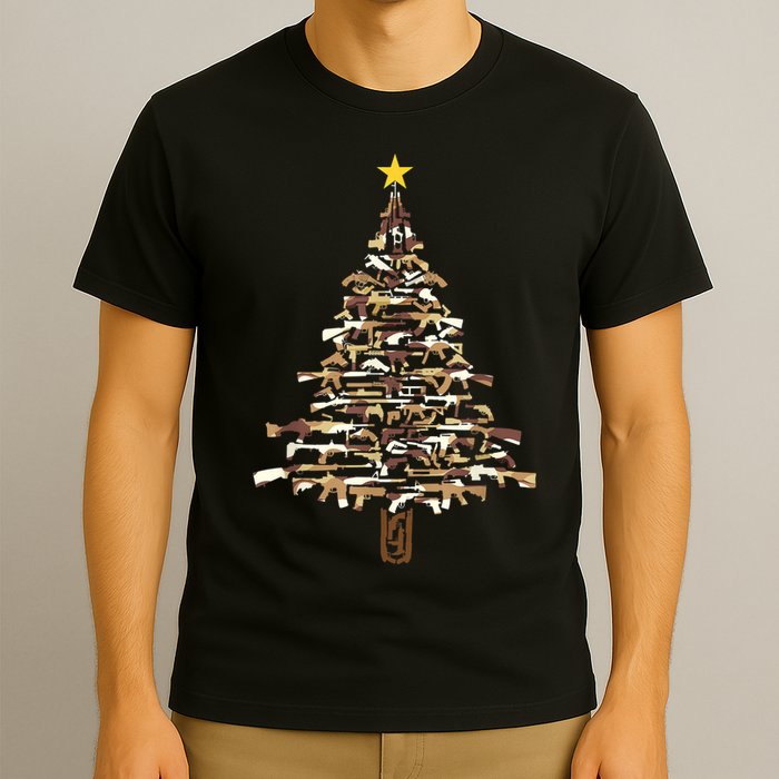 Guns Christmas Tree Camo Print Xmas Gift For Gun Lover TShirt T-Shirt