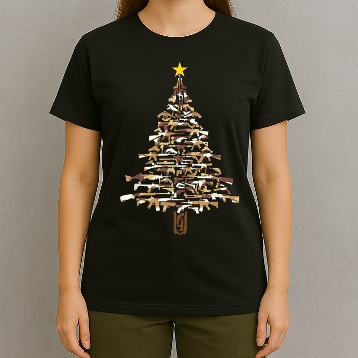 Guns Christmas Tree Camo Print Xmas Gift For Gun Lover TShirt T-Shirt
