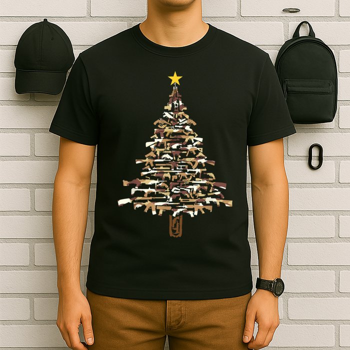 Guns Christmas Tree Camo Print Xmas Gift For Gun Lover TShirt T-Shirt