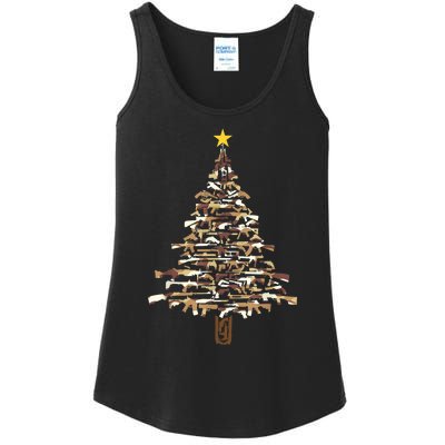 Guns Christmas Tree Camo Print Xmas Gift For Gun Lover TShirt Ladies Essential Tank