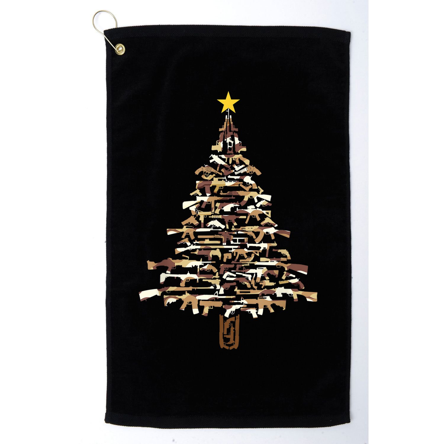 Guns Christmas Tree Camo Print Xmas Gift For Gun Lover TShirt Golf Towel