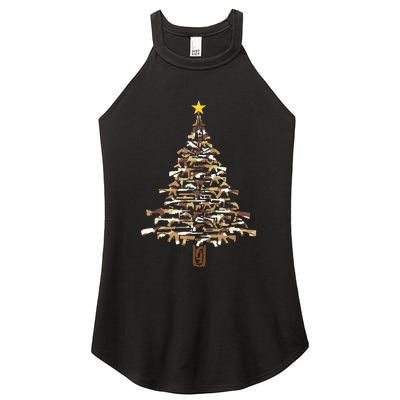 Guns Christmas Tree Camo Print Xmas Gift For Gun Lover TShirt Women's Perfect Tri Rocker Tank