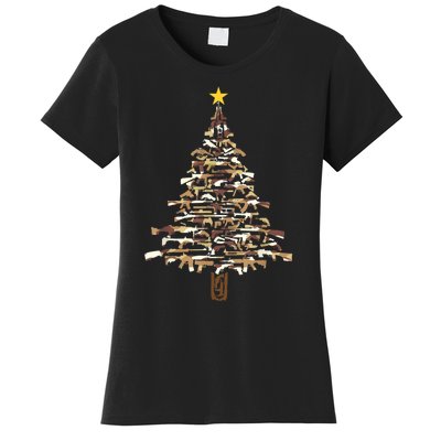 Guns Christmas Tree Camo Print Xmas Gift For Gun Lover TShirt Women's T-Shirt