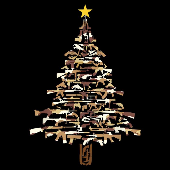 Guns Christmas Tree Camo Print Xmas Gift For Gun Lover TShirt Women's V-Neck T-Shirt