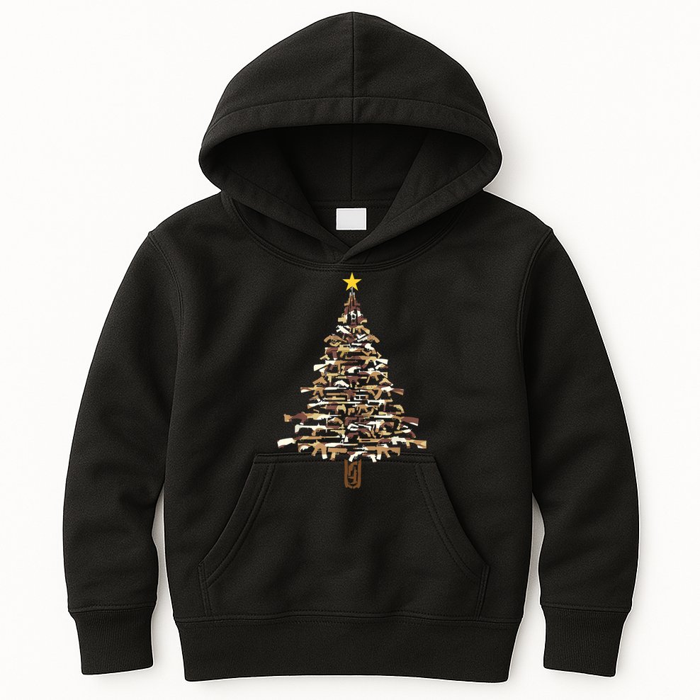 Guns Christmas Tree Camo Print Xmas Gift For Gun Lover TShirt Kids Hoodie