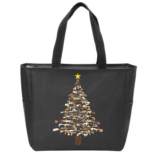 Guns Christmas Tree Camo Print Xmas Gift For Gun Lover TShirt Zip Tote Bag