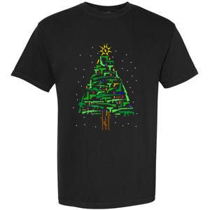 Gun Christmas Tree Funny Veteran Xmas 2024 Gifts Gun Lover Garment-Dyed Heavyweight T-Shirt