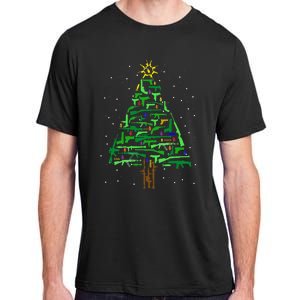 Gun Christmas Tree Funny Veteran Xmas 2024 Gifts Gun Lover Adult ChromaSoft Performance T-Shirt