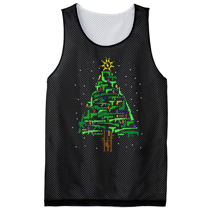 Gun Christmas Tree Funny Veteran Xmas 2024 Gifts Gun Lover Mesh Reversible Basketball Jersey Tank