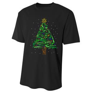 Gun Christmas Tree Funny Veteran Xmas 2024 Gifts Gun Lover Performance Sprint T-Shirt