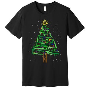 Gun Christmas Tree Funny Veteran Xmas 2024 Gifts Gun Lover Premium T-Shirt