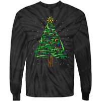 Gun Christmas Tree Funny Veteran Xmas 2024 Gifts Gun Lover Tie-Dye Long Sleeve Shirt