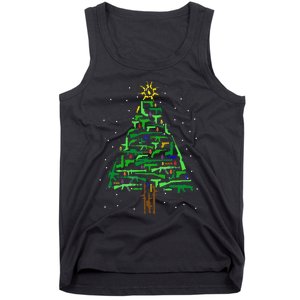 Gun Christmas Tree Funny Veteran Xmas 2024 Gifts Gun Lover Tank Top