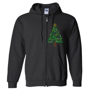 Gun Christmas Tree Funny Veteran Xmas 2024 Gifts Gun Lover Full Zip Hoodie