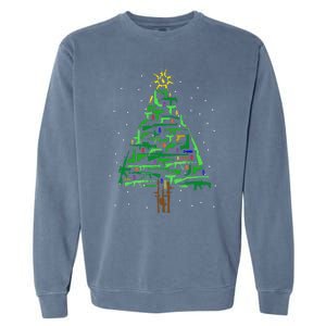 Gun Christmas Tree Funny Veteran Xmas 2024 Gifts Gun Lover Garment-Dyed Sweatshirt