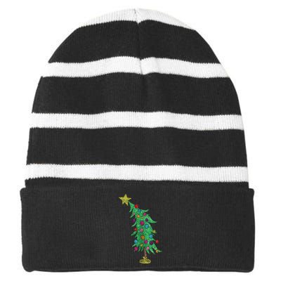 Grinchy Christmas Tree Christmas Striped Beanie with Solid Band