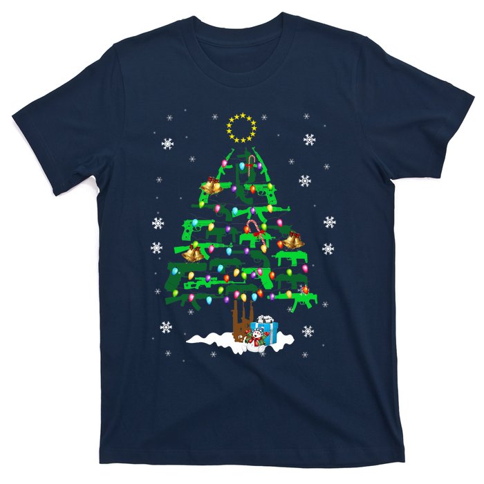 Guns Christmas Tree Ornament Xmas Lights Gifts Gun Lovers T-Shirt