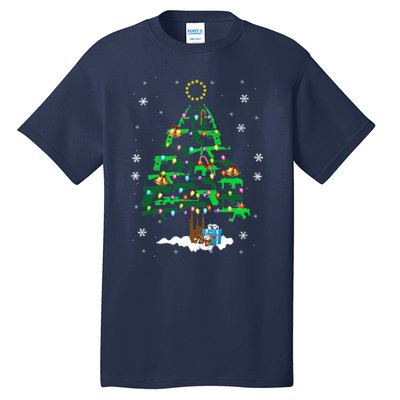 Guns Christmas Tree Ornament Xmas Lights Gifts Gun Lovers Tall T-Shirt