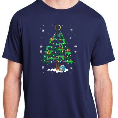 Guns Christmas Tree Ornament Xmas Lights Gifts Gun Lovers Adult ChromaSoft Performance T-Shirt