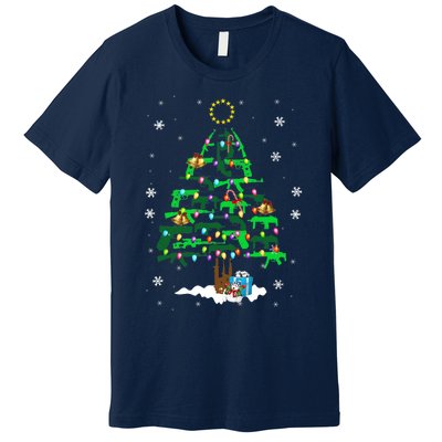 Guns Christmas Tree Ornament Xmas Lights Gifts Gun Lovers Premium T-Shirt