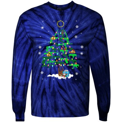 Guns Christmas Tree Ornament Xmas Lights Gifts Gun Lovers Tie-Dye Long Sleeve Shirt