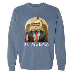 Groovy Cat Trump 9 Lives Baby Garment-Dyed Sweatshirt