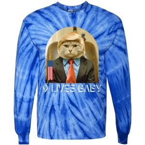 Groovy Cat Trump 9 Lives Baby Tie-Dye Long Sleeve Shirt